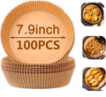 Air Fryer Liner Round,100PCS 7.9 inch to 9 inch Baking Parchment for 5 to 8Qt Air Fryer Disposable Paper Liners,Unbleached Non-stick Non-leak Airfryer Parchment Paper liner
