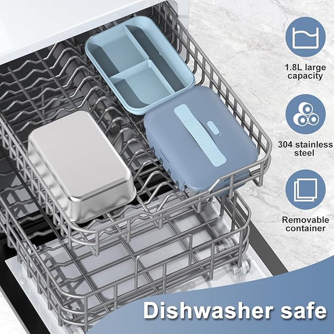 Electric Heated Lunch Box for Car Truck Home 1.8L 100W Portable Food Warmer with 12V/24V/110V/220V Hot Meal for Work Travel Jobsite Camping Christmas Gifts White Elephant Gifts for Adults/Men/Woman