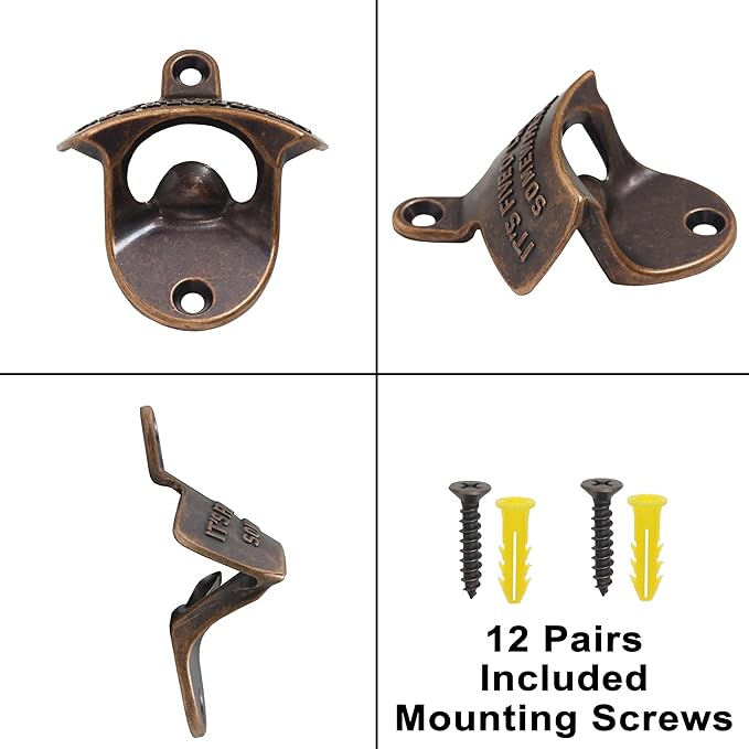 12 PCS Wall Mount Bottle Opener Bulk, IT'S FIVE O'CLOCK SOMEWHERE Beer Top Opener Wall Mounted for Table