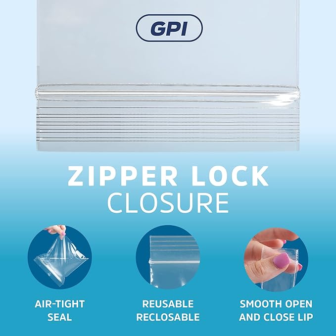 5" x 8" Heavy-Duty Zip Bags - 200 Count - Clear Plastic Reclosable Zipper Baggies, 4 Mil Thick Freezer Storage Poly Bags with Resealable Zip Top Lock for Packaging Food, Tools & Sharp Objects.