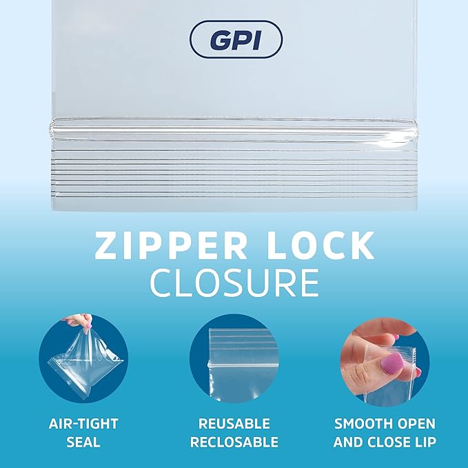 6" x 8" Heavy-Duty Zip Bags - 1000 Count - Clear Plastic Reclosable Zipper Baggies, 4 Mil Thick Freezer Storage Poly Bags with Resealable Zip Top Lock for Packaging Food, Tools & Sharp Objects.