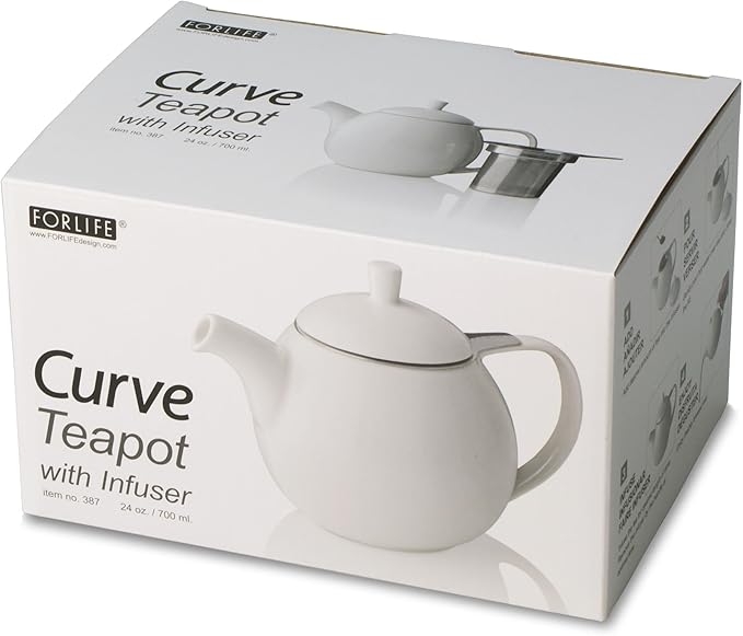 FORLIFE Curve Teapot with Infuser, 24-Ounce, Gray