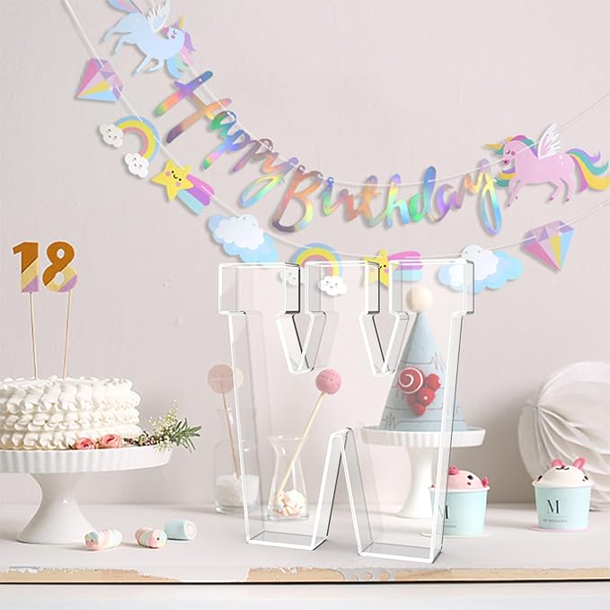 13.8" Acrylic Letter Charcuterie Tray, Charcuterie Letters Fillable Box for Food, Reusable Serving Cake Candy Dish Display Tray for Birthday Anniversary Party Decoration (Letter W)