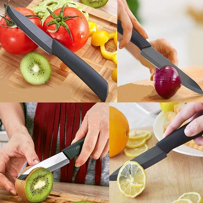 Ceramic Knife Set - Black 5 Piece, 6" Chef, 5" Utility, 4" Fruit, 3" Paring, Peeler