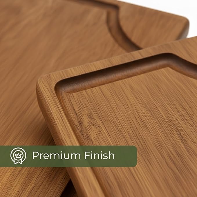 STORE INDYA 3-Piece Wooden Cutting Board Set with Juice Grooves | Premium Acacia Wood Chopping Boards with Built-in Handles for Kitchen Prep | Eco Friendly Multi Size Cutting Boards