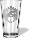 Football Coach Beer Glasses - Football Coach Gifts Personalized Coach Pint Glass Engraved Coach Award Football Beer Glass End of Season Gifts Coach (Football, Single Pint Gift Box)