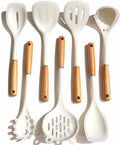 Quality Silicone Cooking Utensils Set - Non-Toxic, Heat-Resistant Kitchen Utensils Set with Food-Grade Silicone & Wood Handles - Includes Spatula & Spoon for Non-Stick Cookware, Translucent White