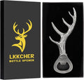 LKKCHER Deer Reindeer Antlers Beer Bottle Opener, Father's Day & Christmas Gifts for Men, Women & Hunters, Dark Silver