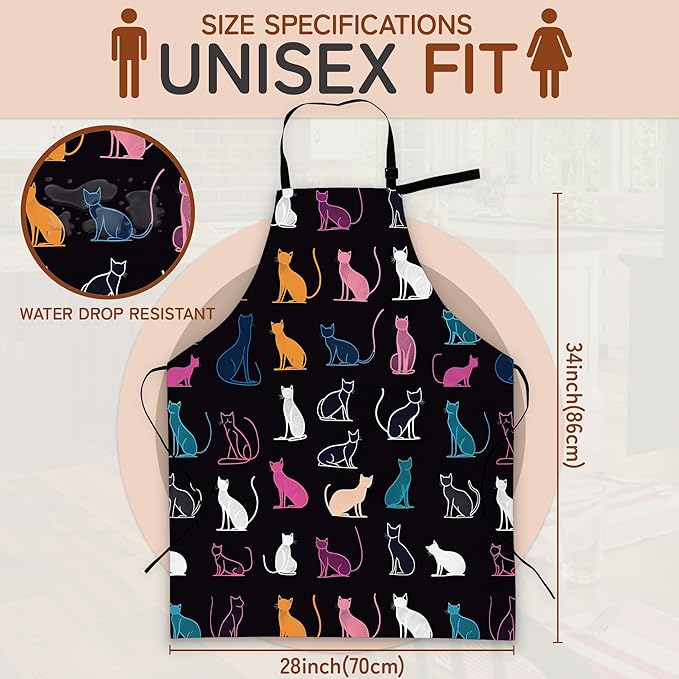 Cooking Apron for Women and Men,Adjustable Chef Bib Apron with 2 Pockets, Water and Oil Resistant for Kitchen Use