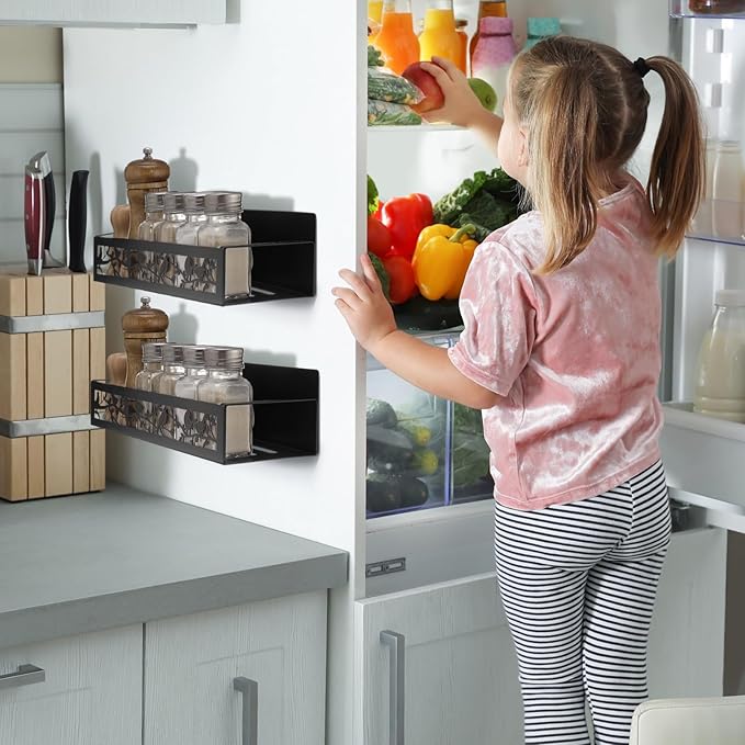 2 Pack Bird Magnetic Spice Rack for Refrigerator Metal Magnet Basket Shelf for Fridge Seasoning Storage Organizers Home Decor Kitchen Accessories