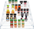 PMMASTO Tiered Spice Rack, Seasoning Organizer, Clear Acrylic Vertical Shelves Can Organizer for Countertop, Cabinet, Pantry, Kitchen Organization and Storage - 6 Tier