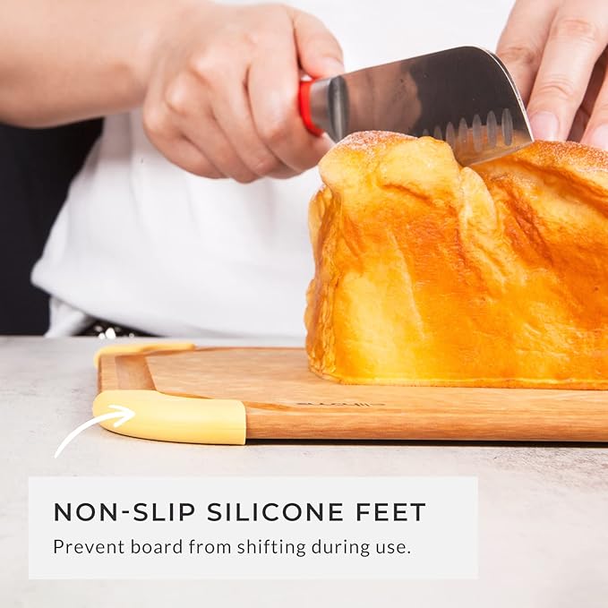 Elihome Premium Series 2-in-1 Kitchen Cutting Board Set, Non Slip Feet, Color Coded with Food Icon, Natural Wood Fiber, Dishwasher Safe, Eco-Friendly, Juice Grooves,Non Porous, BPA Free, Made in USA