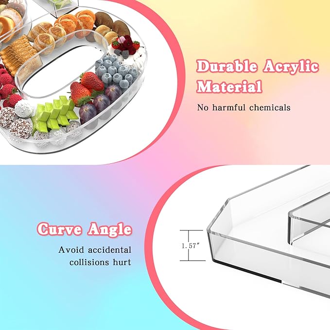 11" Acrylic Number Charcuterie Tray, Fillable Number Charcuterie Box for Food, Reusable Serving Cake Candy Dish Display Tray for Birthday Anniversary Party Decoration (Number 5)