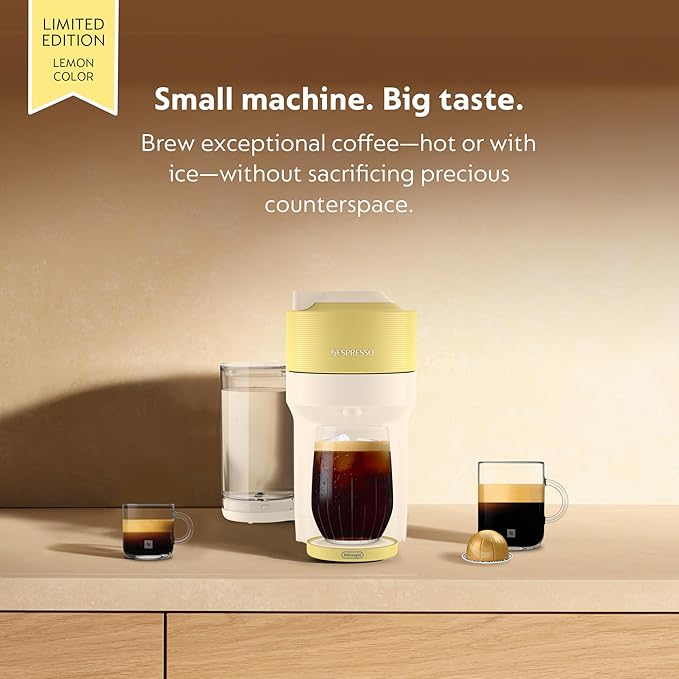 Nespresso Limited-Edition Vertuo Pop+ Coffee and Espresso Maker by De'Longhi, Pastel Yellow