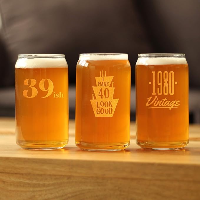Make 40 Look Good - Funny 16 oz Beer Can Pint Glass - 40th Birthday Gifts for Men or Women Turning 40 - Bday Party Decor