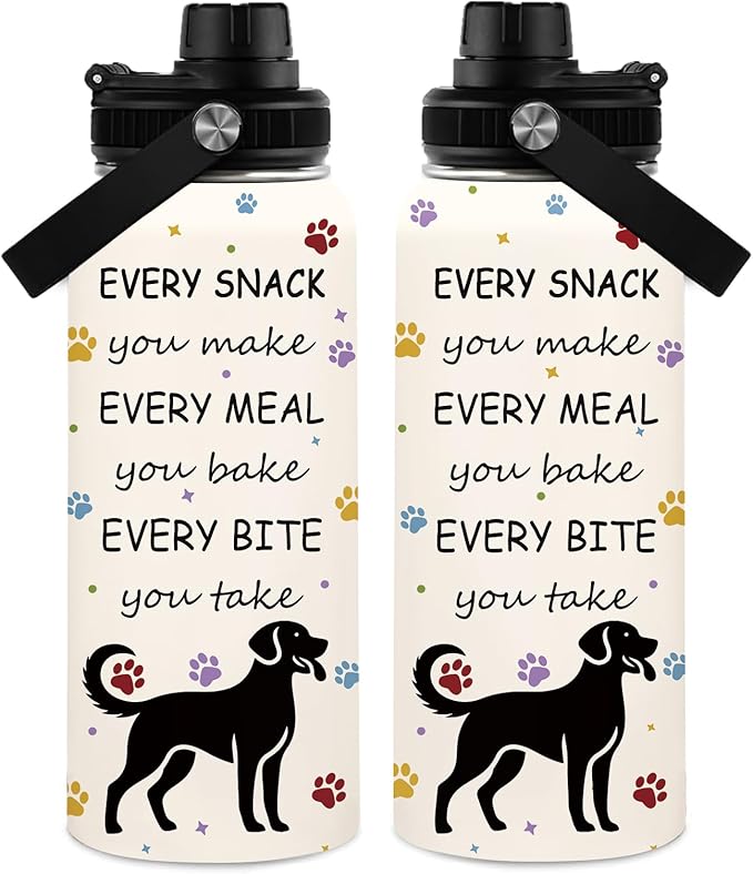 Dog Mom Gifts for Women, Dogs Lovers Gifts for Boys Girls, 32 oz Insulated Water Bottle, Stainless Steel Water Bottles, Cute Dog Paw Tumbler, Dogs Cup Gift for Birthday Christmas (1pcs)