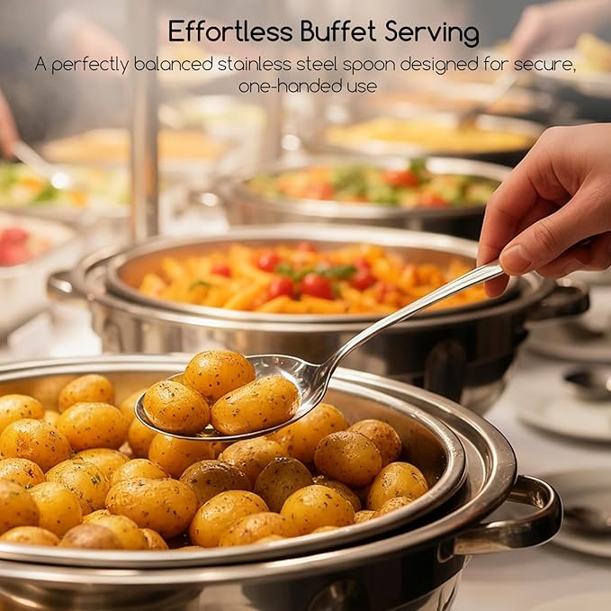 SOLEADER Extra Large Serving Spoons Set of 12,Foodgrade 18/8 12 Inch Stainless Steel Serving Spoon,Buffet Serving Utensils,Spoons Silverware,Cooking Spoon,Pasta Spoon,Mixing Spoon