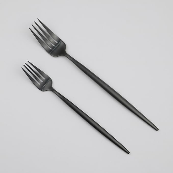 20-Piece 18/10 Stainless Steel Flatware Set, Serive for 4, With Fork Spoons Knife Teaspoon Dessert Fork for Home Kitchen Restaurant Hotel (Luxury Black)