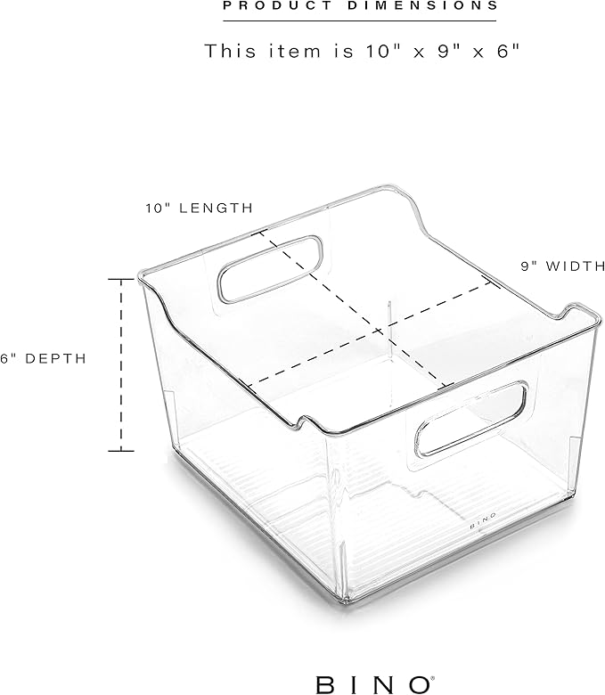 BINO | The Lodge Collection | Plastic Storage Bins - 2 Pack | Multi-Use Organizer With Built-In Handles | BPA-Free | for Pantry, Home, Fridge, and Freezer Organization