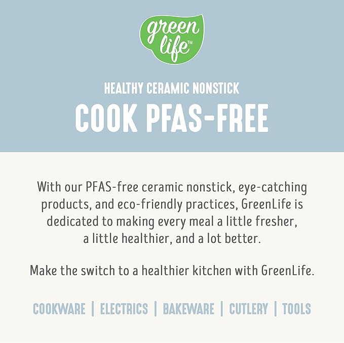 GreenLife 8 Piece Ceramic Nonstick Cookware Set, Induction Suitable Non Toxic PFAS-Free Pots & Pans, Dishwasher Safe, Cooking Set, Stock Pot, Saucepans & Frying Pans, Kitchen Cooking, Light Blue