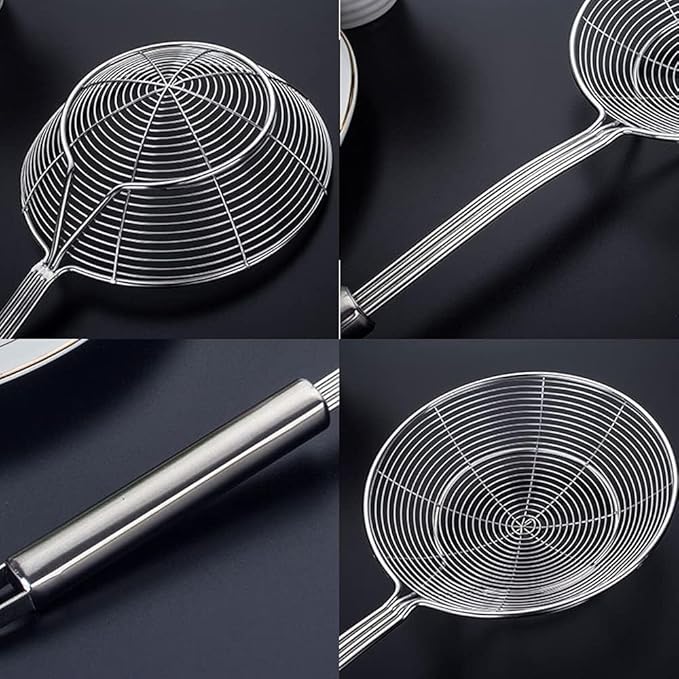 TENTA Kitchen Multi Kitchen Utensil Stainless Steel Cooking Skimmer Slotted Fish Turner Spatula Spoon Colander Drain Water Filter Spoon Ladle Spider Strainer Skimmer Ladle for Cooking &Frying (2pcs)