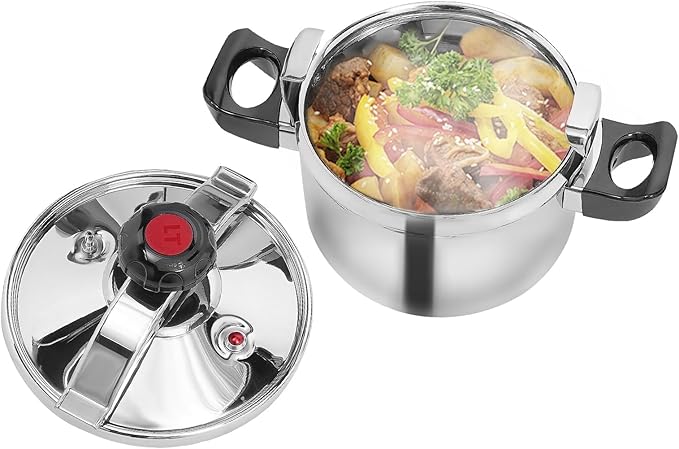 201 Stainless Steel Pressure Pot Small Pressure Cooker Family Mini Pressure Cookers Super Safety Lock Devices for Everyday 10 People Use