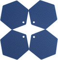 4 Packed Silicone Trivet Mats - DIY Different Size Dish Drying Mat, Hot Pot Holder for Pots & Pans, Non-Slip & Heat Resistant Kitchen Hot Pads for Countertops & Table, Navy Blue