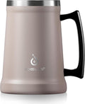 Ideus Insulated Beer Stein, 24/32oz Stainless Steel Double Walled Beer Mug Giant Bar Drinkware Metal Beer Cup with Big Grip Handle (Dusty Pink, 24oz (710ml))
