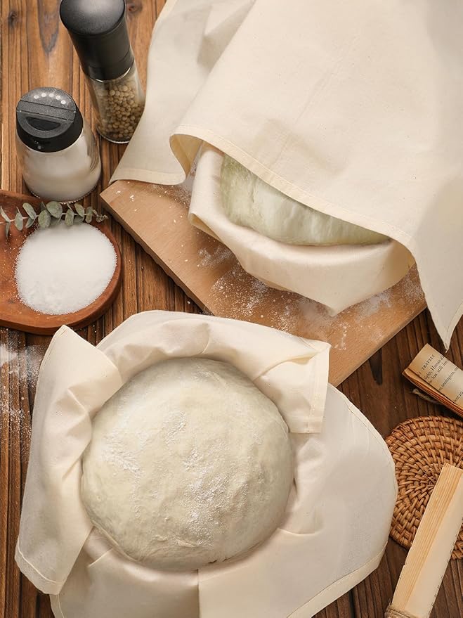 3pcs 100% cotton Tea Towels for Baking Sourdough - 14" x 18'' Unbleached Bread Basket Flour Sack Towels, Proofing Cover Cloth for Dough Raising, Bread Making Accessories Bakers Gift