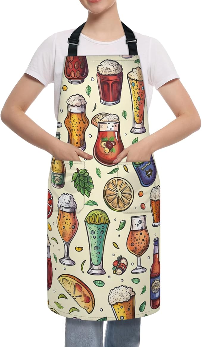 Kitchen Apron with Pockets,Adjustable Aprons for Women Men,Waterproof Chef Aprons for Cooking,BBQ,Gardening