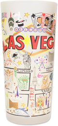 Catstudio Drinking Glass, Las Vegas Frosted Glass Cup for Kitchen, Drinking Glasses, 15oz Dishwasher Safe Tumbler, Wedding Gifts