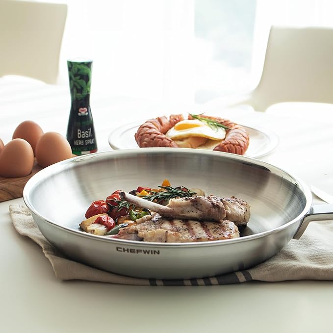 11 Inch Skillet Frying Pan 316 Stainless Steel Copper core 5-Ply Induction compatible Dishwasher & Oven Safe