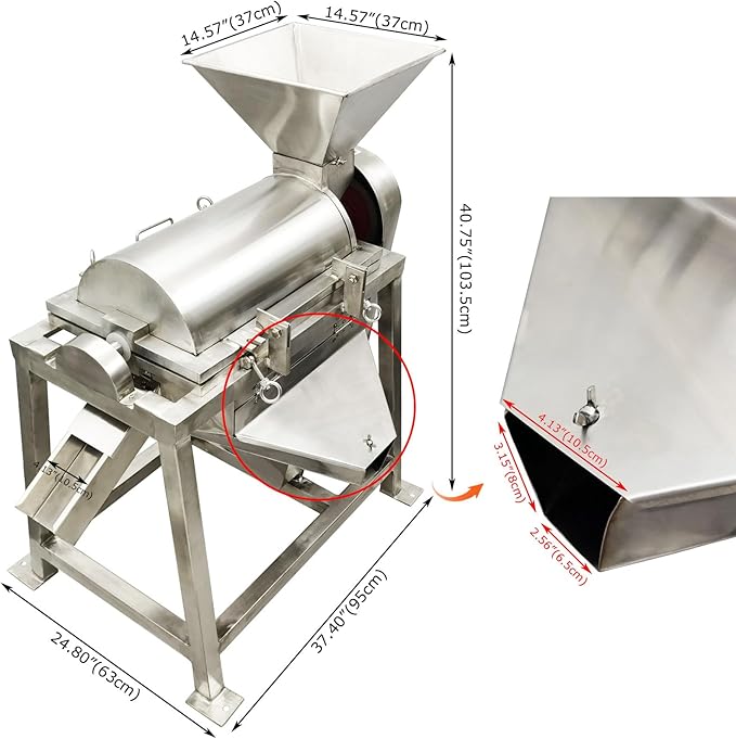 TECHTONGDA Commercial Vegetable Beating Machine Stainless Steel Fruit Beater 1100lb/h Industrial Fruit Vegetable Processor Three-phase 208V