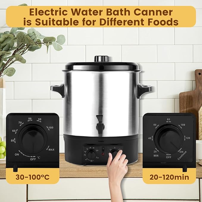 Electric Water Bath Canner | Large 24.5QT Electric Canner with Digital Timer & Adjustable Temp Control for Home Canning, Preserving Jams, Sauces, Pickles,Soups | Perfect for Heating Cans, Slow Cooking