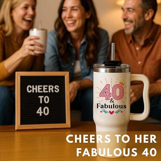 Vivulla68 40th Birthday Gifts Women - 40th Birthday Gifts For Women, Her, Mom - 40 Year Old Gift Ideas For Female, Turning 40, Forty Years Old Gift For Lady, 40 and Fabulous Tumbler 40 Oz, 1985 Cup
