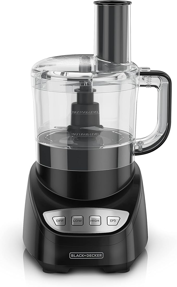 BLACK+DECKER 8-Cup Food Processor, Easy Assembly, Stainless Steel S-Blade, Shred, Slice, Chop, Puree, 450W Motor