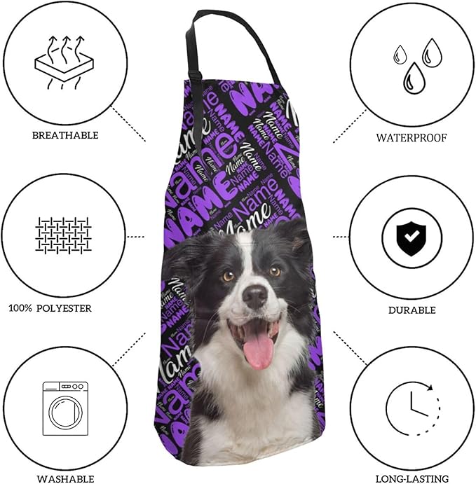 Custom Face Apron for Men Women, Personalized Photo Apron with Pockets, Customized Kitchen Aprons