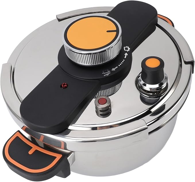 JTLB Pressure Cooker Professional Efficient Fast Even Heating Prevents Stick Large Capacity 304 Stainless Steel Canning Pot for Home Kitchen (5L)