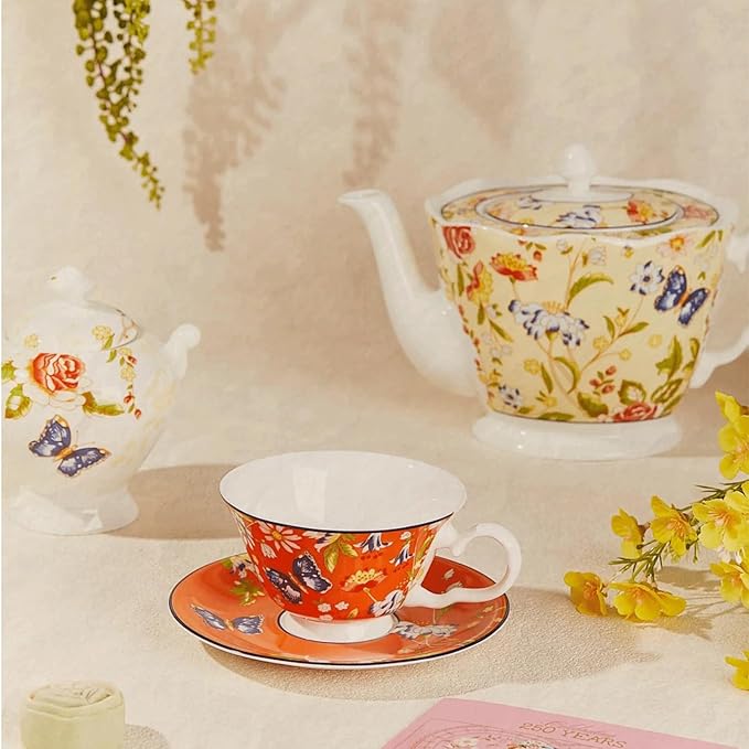 Aynsley Cottage Garden Windsor Fine Bone China Teapot - 37oz Classic Windsor Shape - English Cottage Style Gift Set
