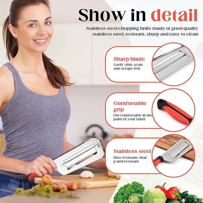 2 Pack Multifunctional Vegetable Cutter, Stainless Steel Dual Blade Julienne Cutter, Shredder Knife with Sharp Blades for Slicing, Grating & Shredding