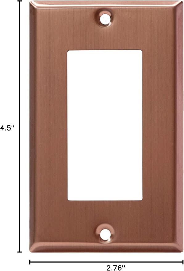 ENERLITES Decorator Switch Metal Wall Plate, Stainless Steel Outlet Cover, Corrosion Resistant, Standard Size 1-Gang 4.50" x 2.76", Stainless Steel 201, 7731-BRG, Brushed Rose Gold