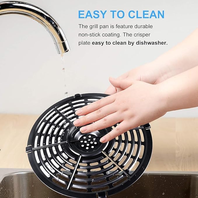 6.5QT Air Fryer Crisper Tray for 6.5QT Ninja OL500 OL501 Foodi Pressure Cooker & Air Fryers, Upgraded Grill Grate Pan Crisper Plate Rack Grid Shelf for Ninja 6.5QT Air Fryer, Dishwasher Safe