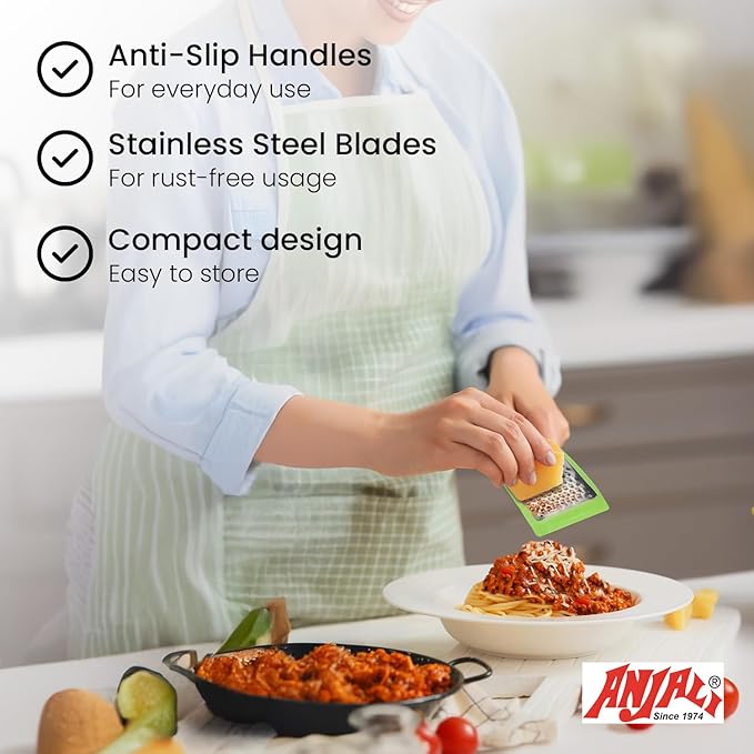 Anjali 5-Piece Kitchen Tool Set – Chopping Board, Cheese Grater, Peeler, 9" Utility Knife & Pizza Cutter | Essential Cooking Tools for Slicing, Peeling, Grating & Cutting