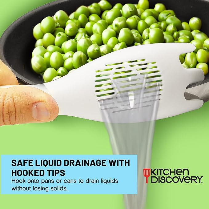 Multifunctional Scoop Strainer – Kitchen Discovery – Slotted Colander Spoon Scoops and Drains, Serves Rice, Separates Eggs, Sprinkles Powdered Sugar 8x2.25x1.25