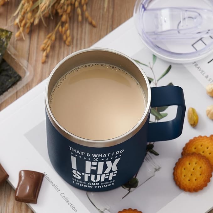 NOWWISH Christmas Gifts for Men, Dad Coffee Mug, Fun Birthday Cups for Dad Husband Grandpa from Daughter Son, 14 oz, Navy Blue