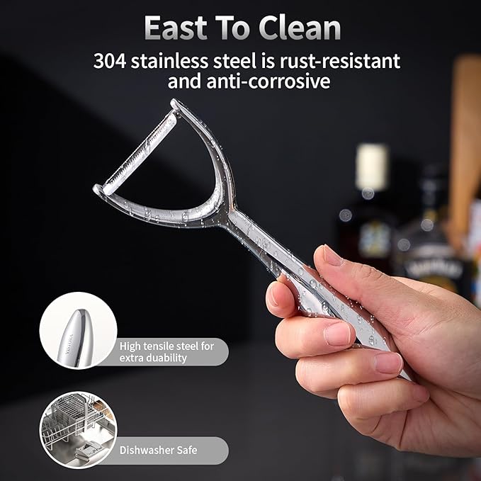 Fruits & Vegetable Peeler - Y Shaped Potato Peelers - Stainless Steel Peeler - Nontoxic Apple Peeler - Ultra Sharp Potato Peeler - Veggie Peeler - Y Peeler - Smooth Curved Handle Kitchen Peeler - Gift