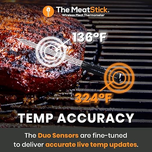 MeatStick X – Smart Wireless Meat Probe for Grilling, Smoking & BBQ | 500ft+ Bluetooth Range | Works in Oven, Smoker & Grill
