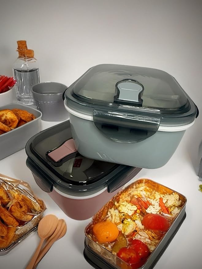 2-Compartment Bento Lunch Box – Leakproof, BPA-Free, Microwave & Dishwasher Safe Meal Prep Container – Compact & Reusable Food Storage for Work, Gym, or Travel (Slate Grey)
