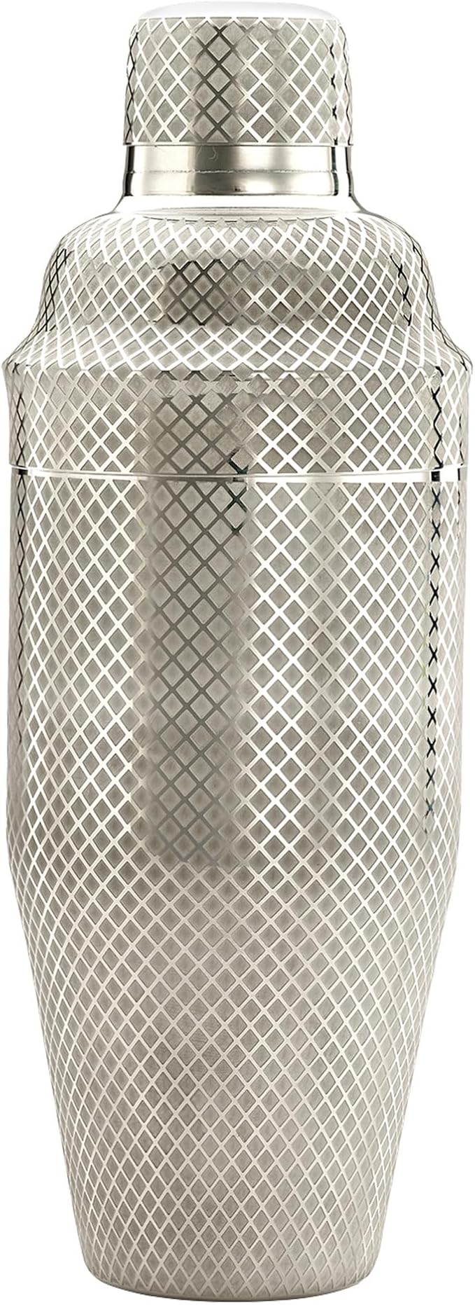 Barfly 3-Piece Diamond Lattice Etch Japanese Cocktail Shaker Set (24 Oz/700ml), Stainless Steel