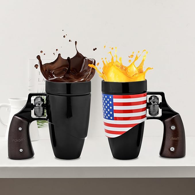 Pukomc Novelty Ceramic Coffee Mug, Birthday Gifts for Men and Women, fathers gifts, Coffee Mugs for Men (16OZ) (Black & Flag)